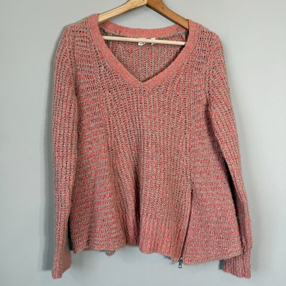 Anthropologie Moth Wool Alpaca Knit V-Neck Sweater Pullover Women's Medium Pink - Picture 5 of 15